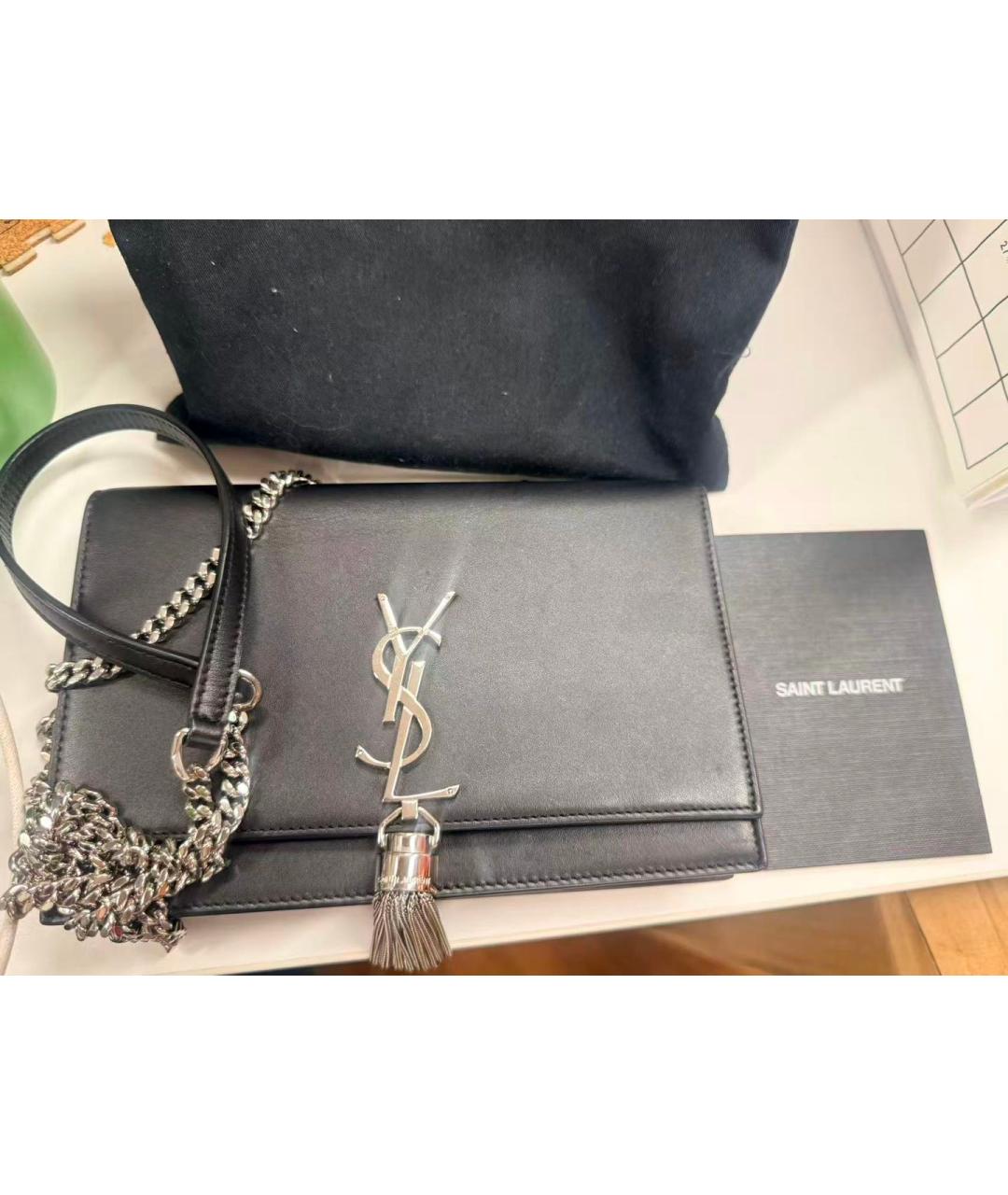 SAINT LAURENT Черная кожаная сумка через плечо, фото 9