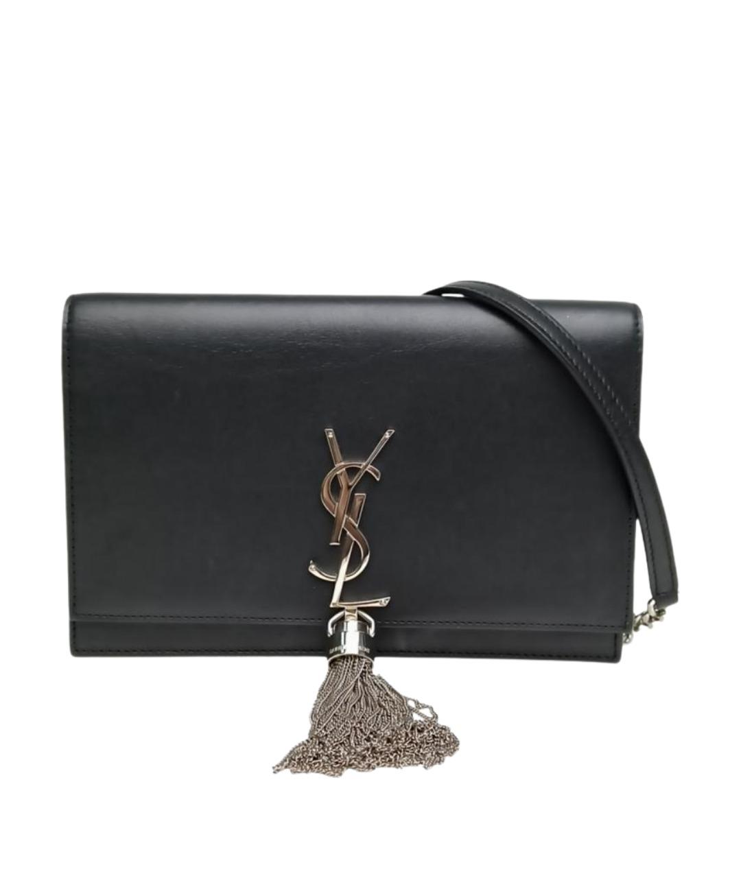 SAINT LAURENT Черная кожаная сумка через плечо, фото 1