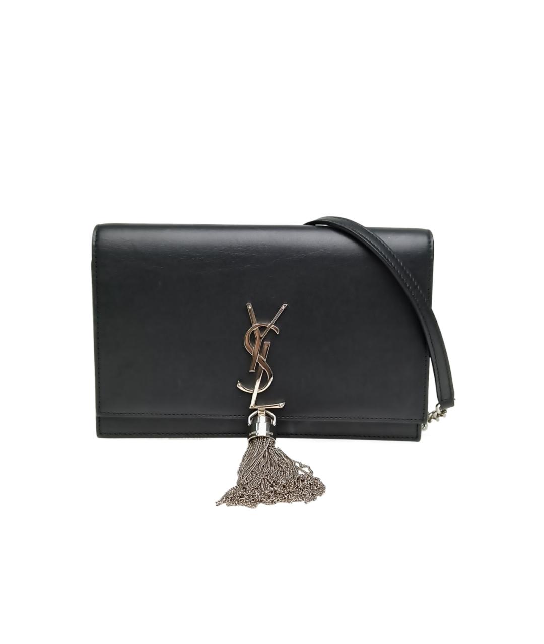 SAINT LAURENT Черная кожаная сумка через плечо, фото 10