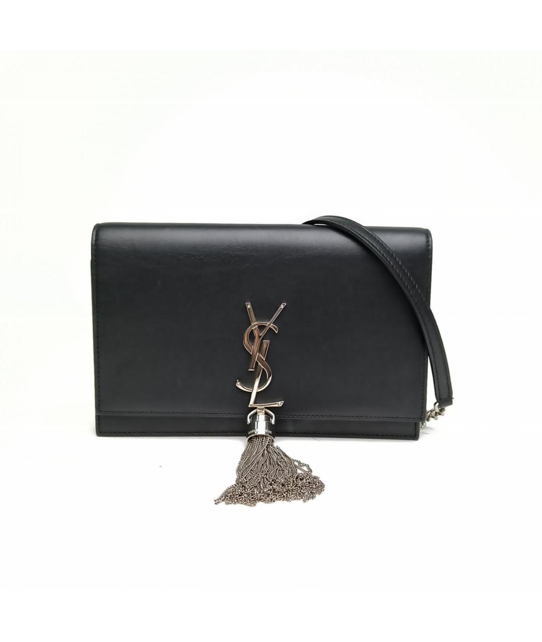 SAINT LAURENT Черная кожаная сумка через плечо, фото 2