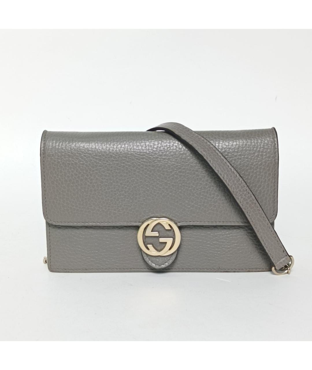 GUCCI Серая кожаная сумка через плечо, фото 2