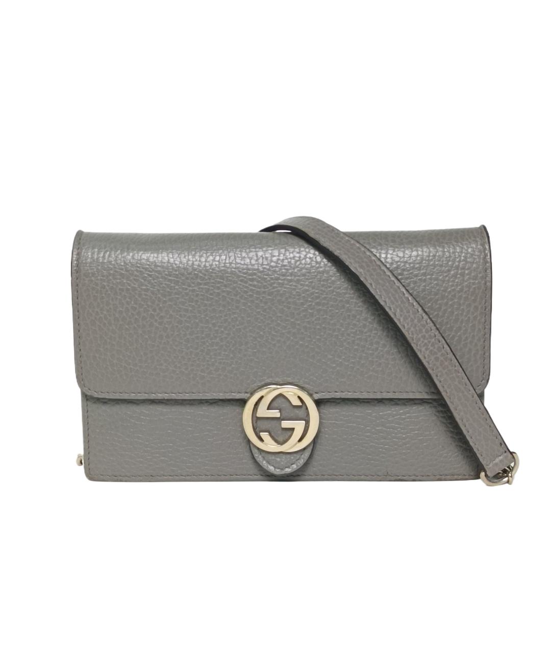 GUCCI Серая кожаная сумка через плечо, фото 1