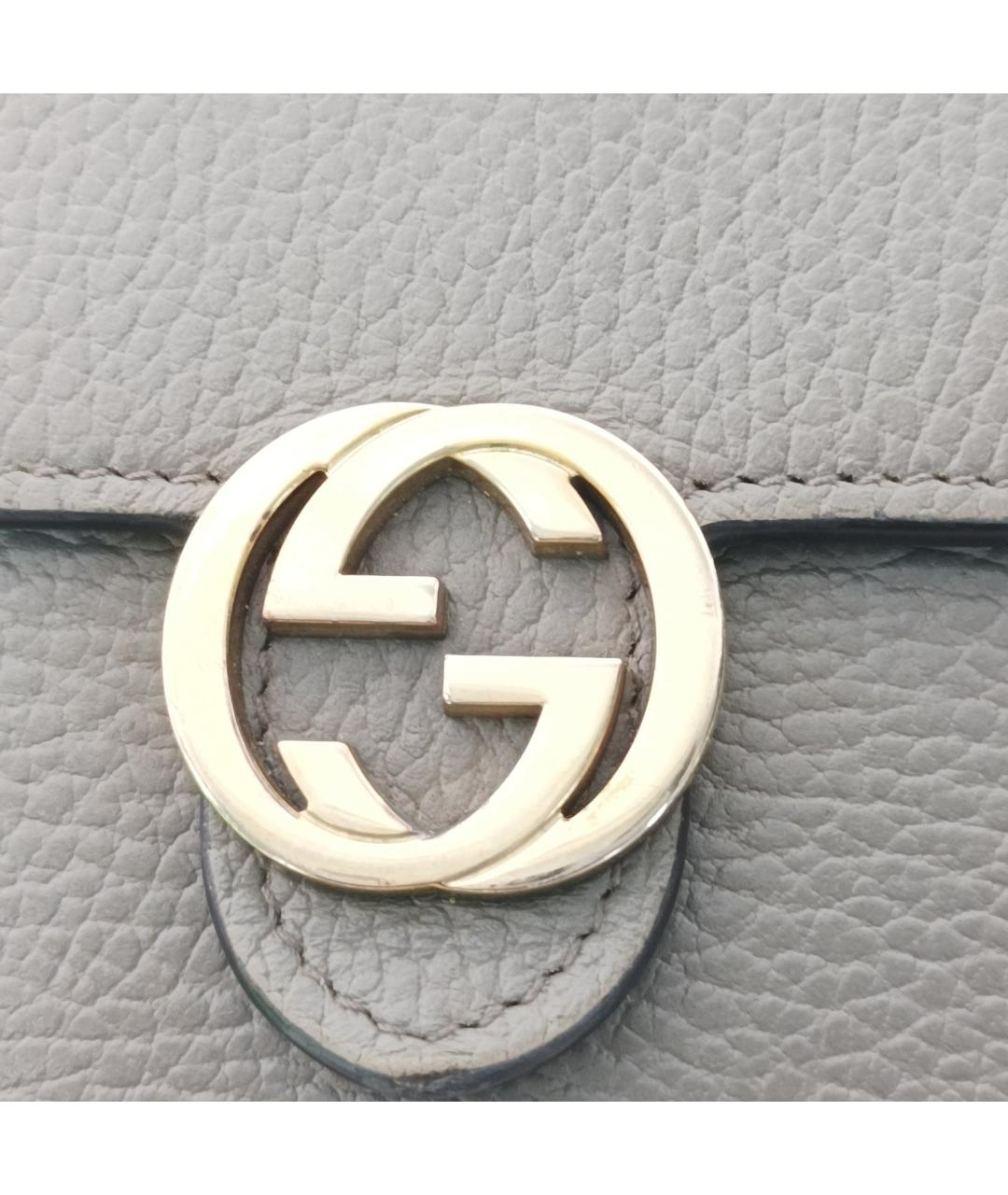 GUCCI Серая кожаная сумка через плечо, фото 7