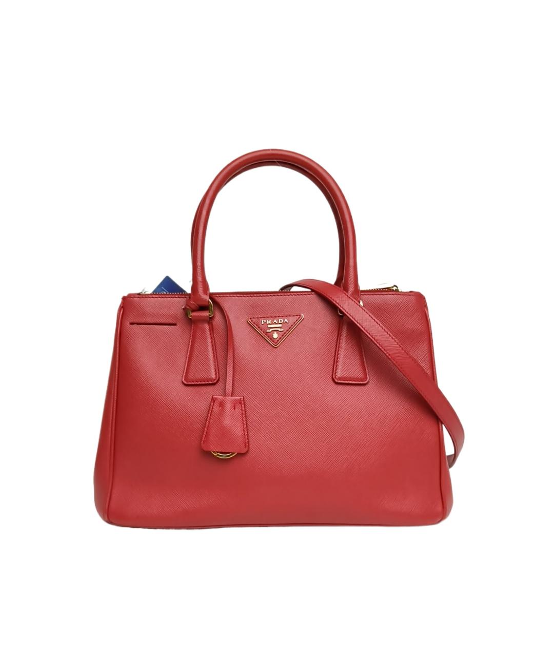 PRADA Красная кожаная сумка с короткими ручками, фото 1
