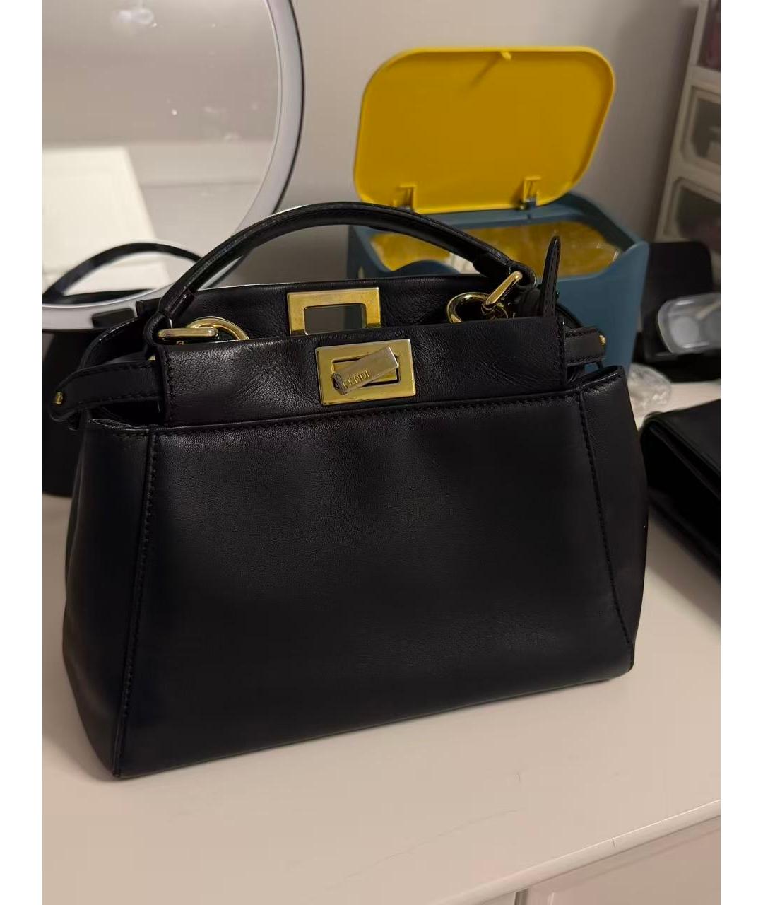 FENDI Черная кожаная сумка с короткими ручками, фото 9