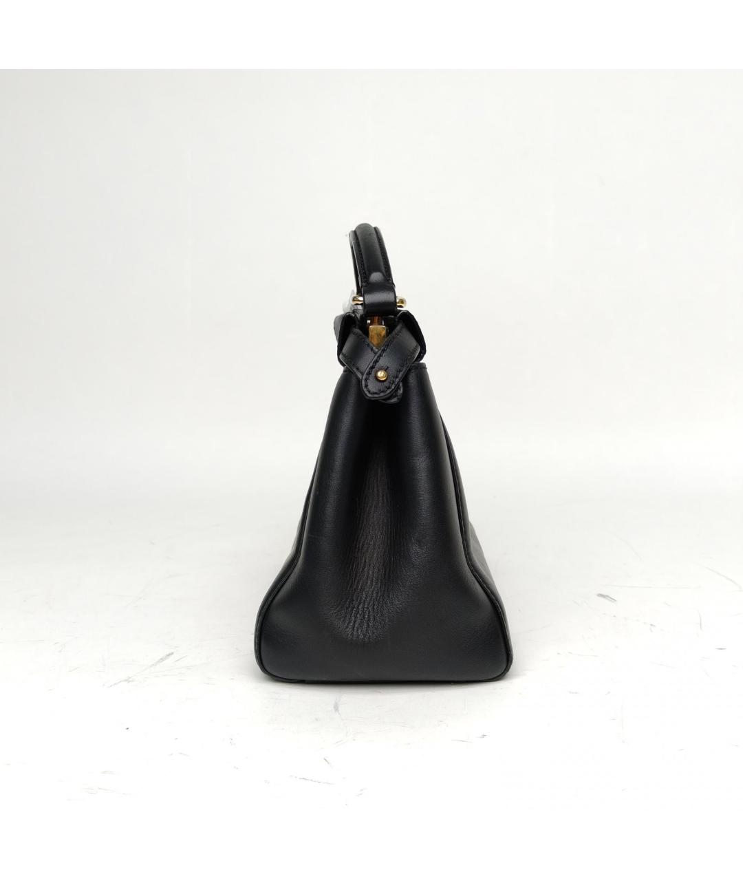 FENDI Черная кожаная сумка с короткими ручками, фото 3