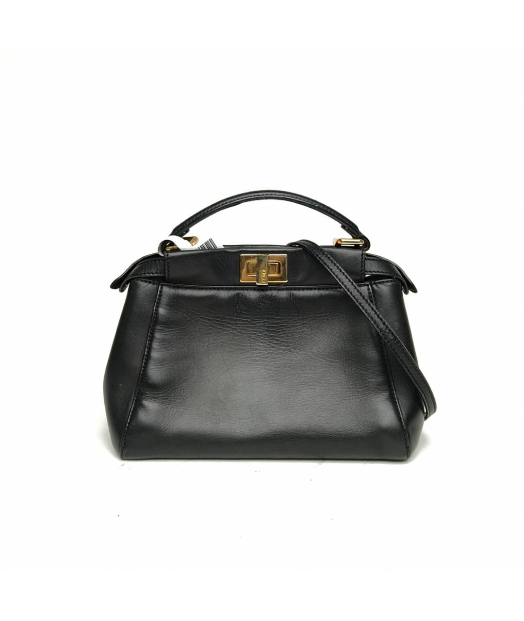FENDI Черная кожаная сумка с короткими ручками, фото 2