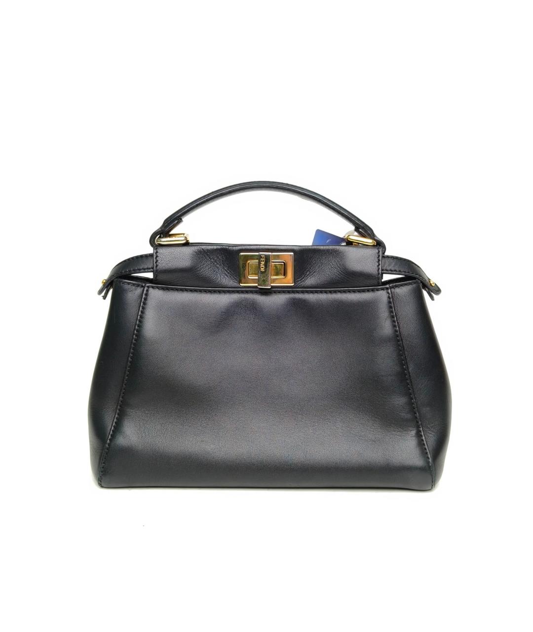 FENDI Черная кожаная сумка с короткими ручками, фото 4