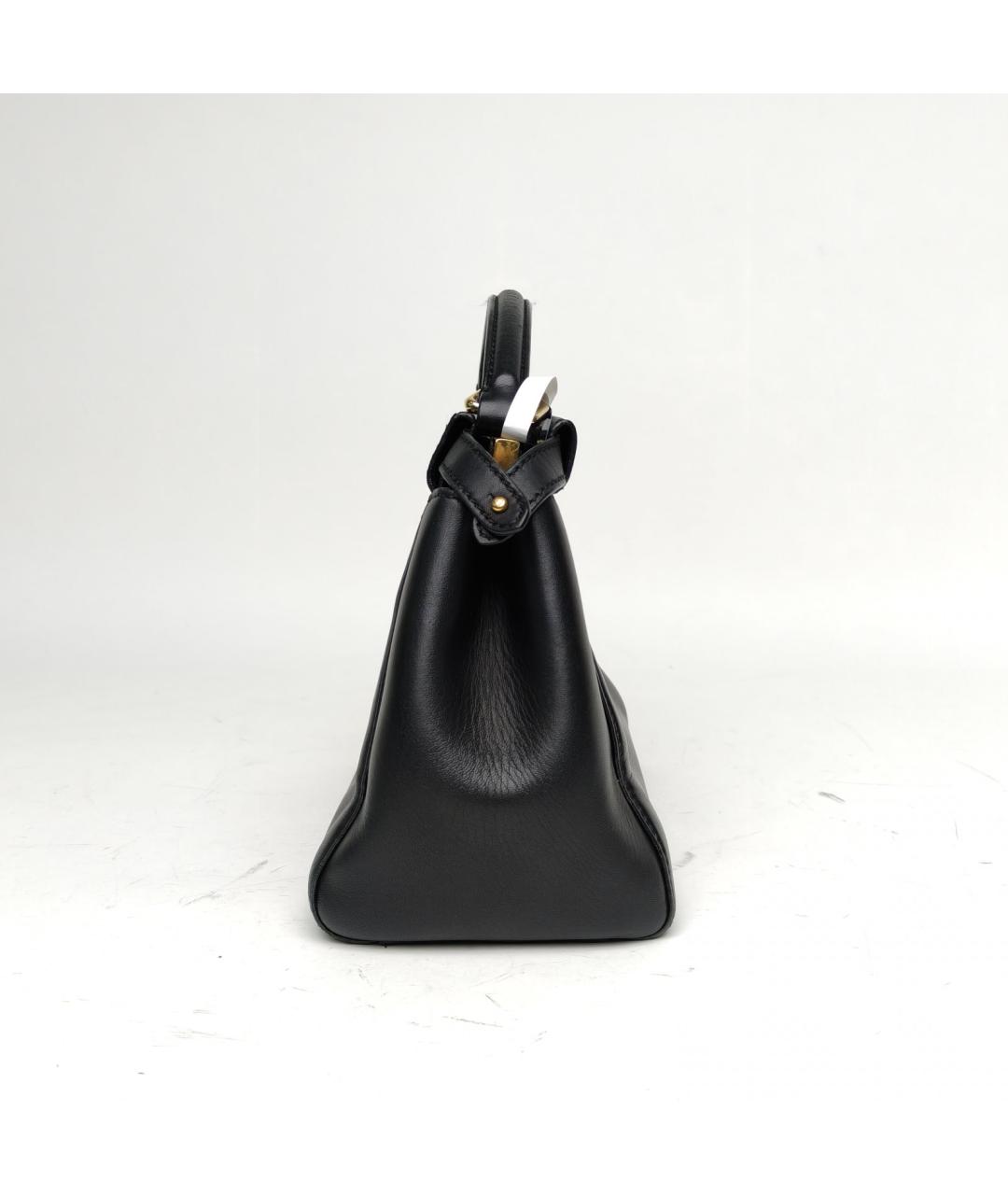 FENDI Черная кожаная сумка с короткими ручками, фото 5