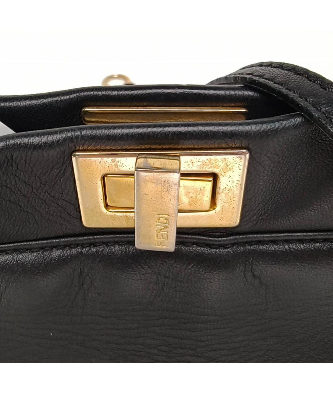 FENDI Черная кожаная сумка с короткими ручками, фото 7