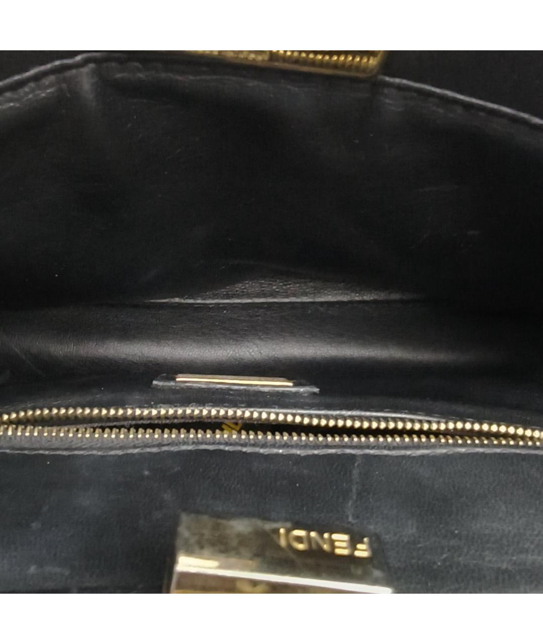 FENDI Черная кожаная сумка с короткими ручками, фото 8