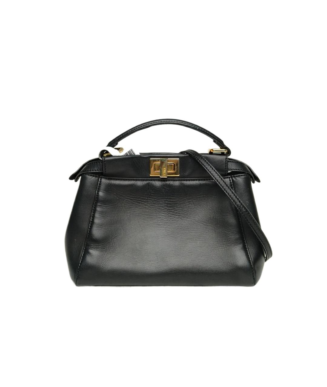 FENDI Черная кожаная сумка с короткими ручками, фото 1