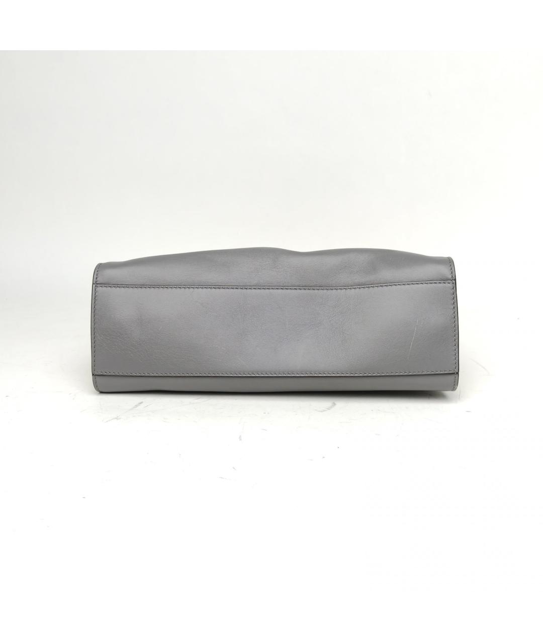 GUCCI Серая кожаная сумка с короткими ручками, фото 6