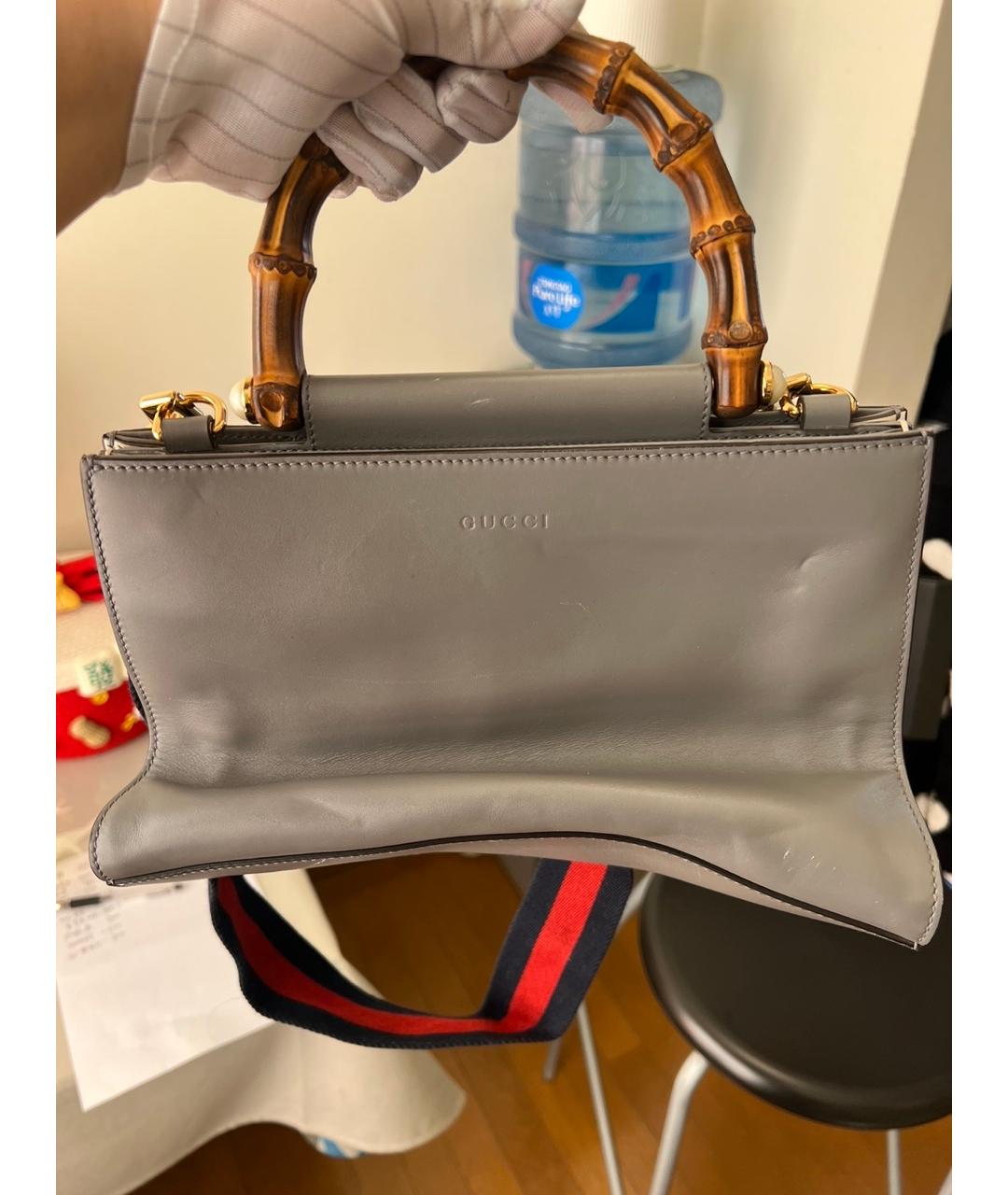 GUCCI Серая кожаная сумка с короткими ручками, фото 8