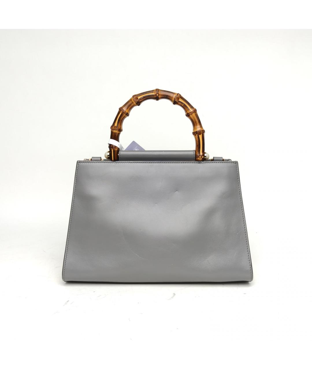 GUCCI Серая кожаная сумка с короткими ручками, фото 4