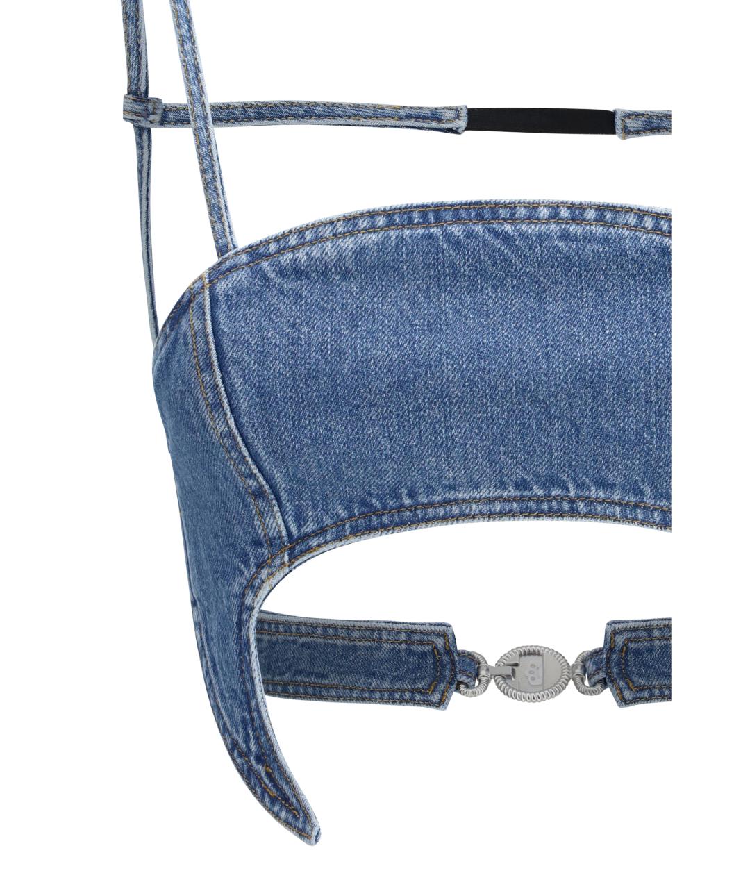 MARINE SERRE Голубая хлопковая майка, фото 3