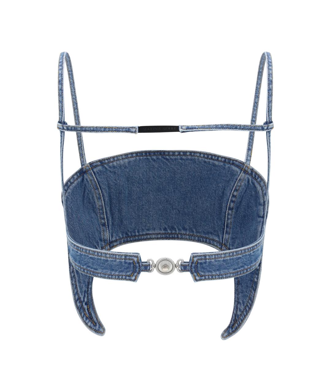 MARINE SERRE Голубая хлопковая майка, фото 2