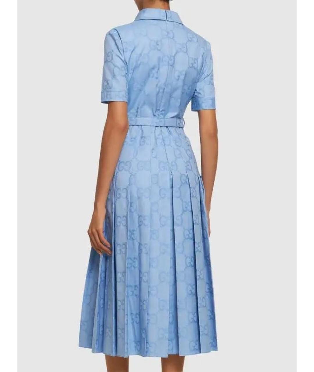 GUCCI Голубое хлопковое повседневное платье, фото 6