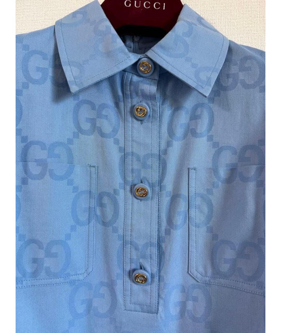 GUCCI Голубое хлопковое повседневное платье, фото 4