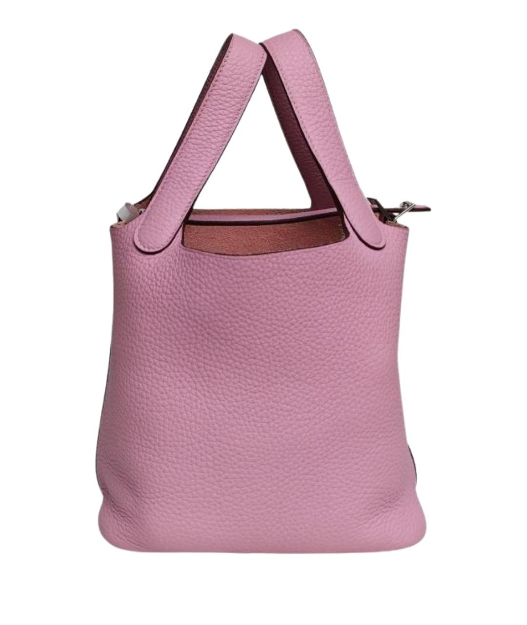 HERMES Розовая кожаная сумка с короткими ручками, фото 1