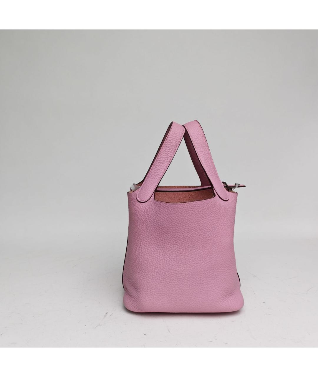 HERMES Розовая кожаная сумка с короткими ручками, фото 2