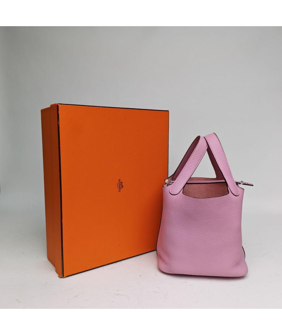 HERMES Розовая кожаная сумка с короткими ручками, фото 5