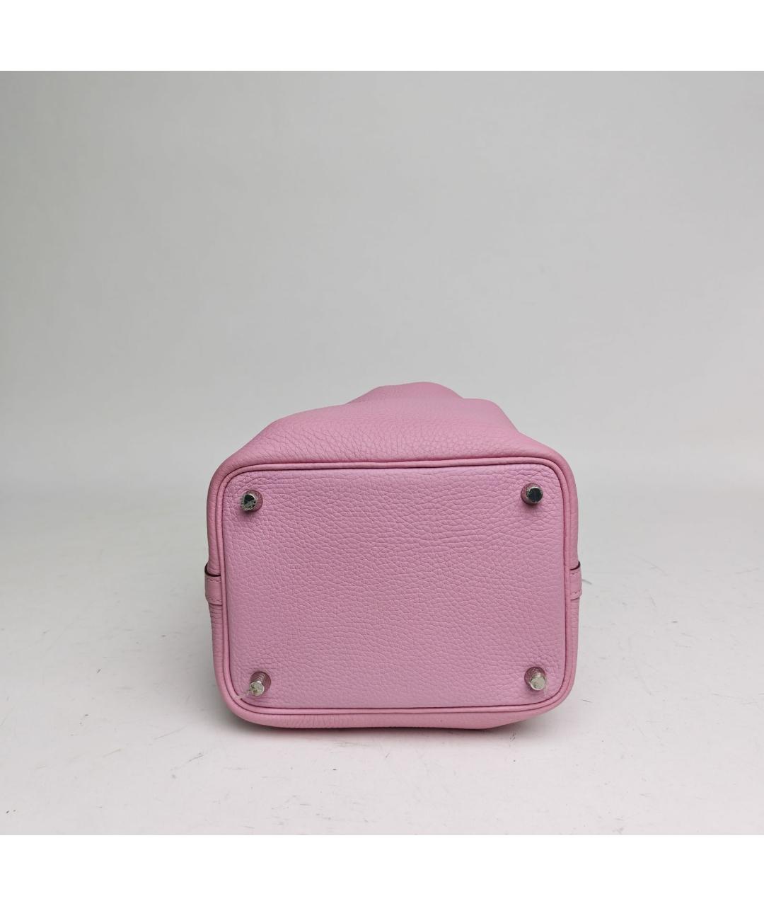 HERMES Розовая кожаная сумка с короткими ручками, фото 4