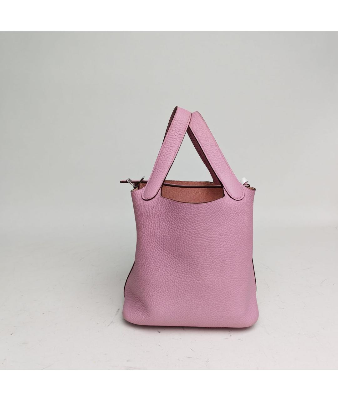 HERMES Розовая кожаная сумка с короткими ручками, фото 3