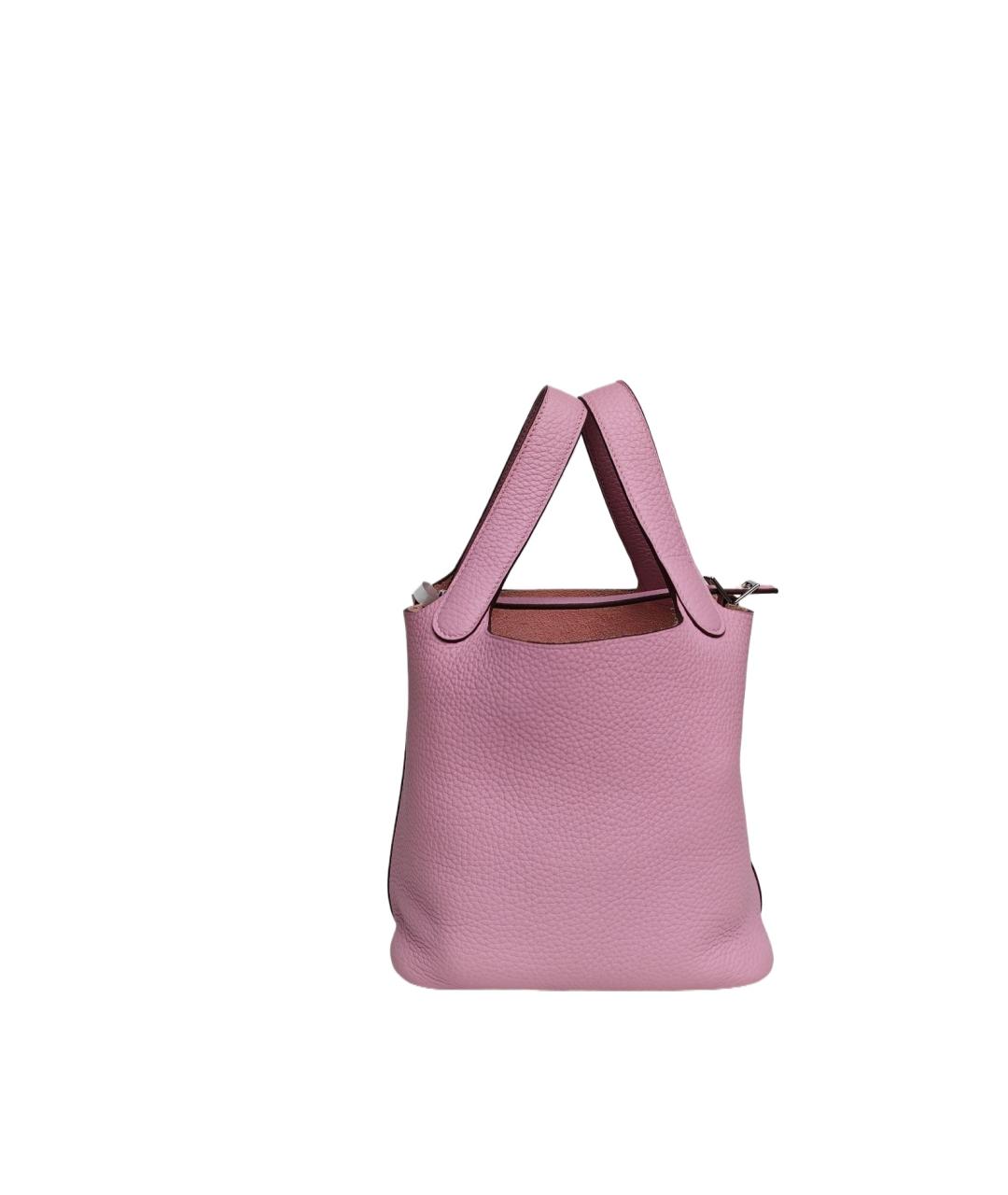 HERMES Розовая кожаная сумка с короткими ручками, фото 8