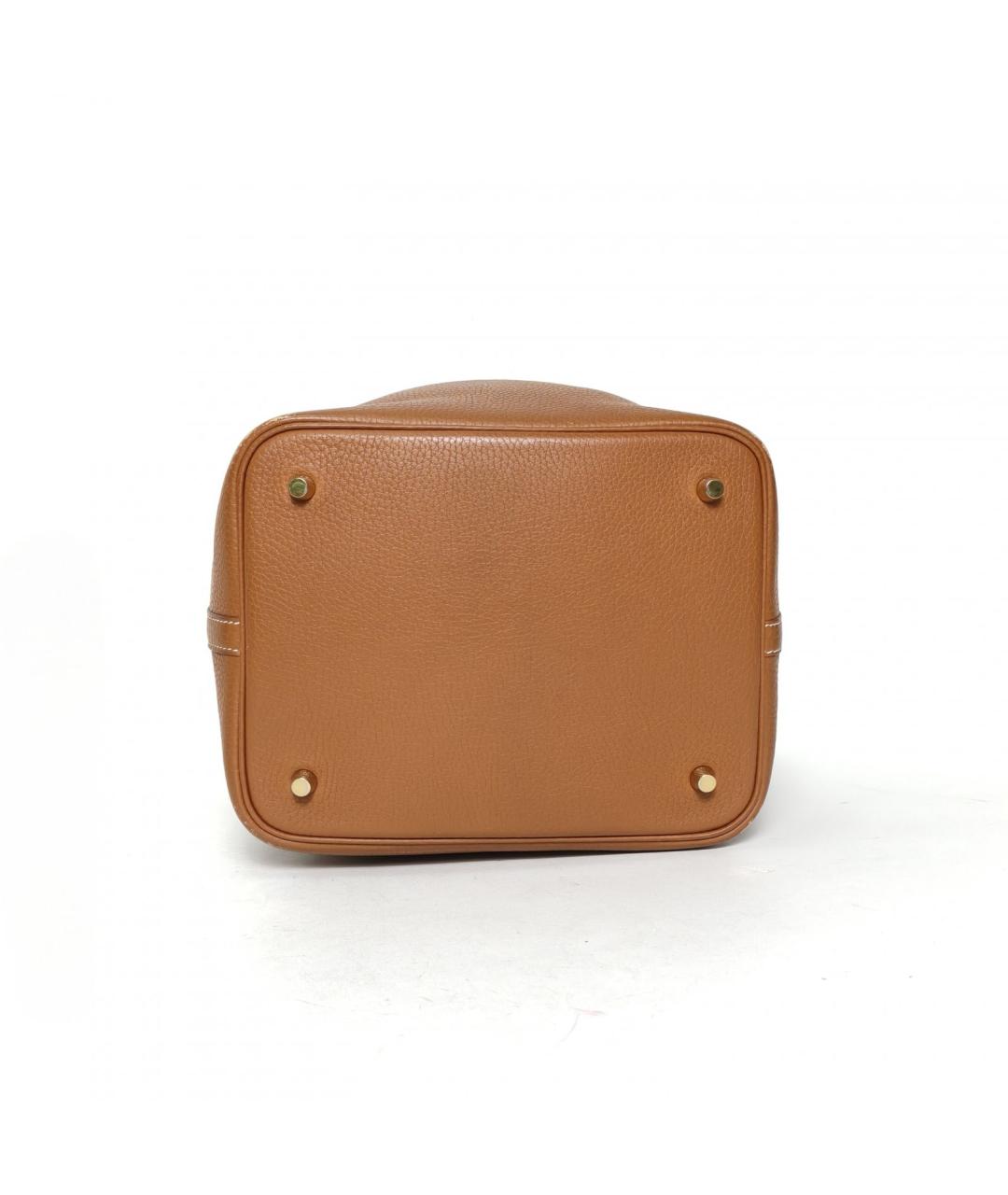 HERMES Коричневая кожаная сумка с короткими ручками, фото 6