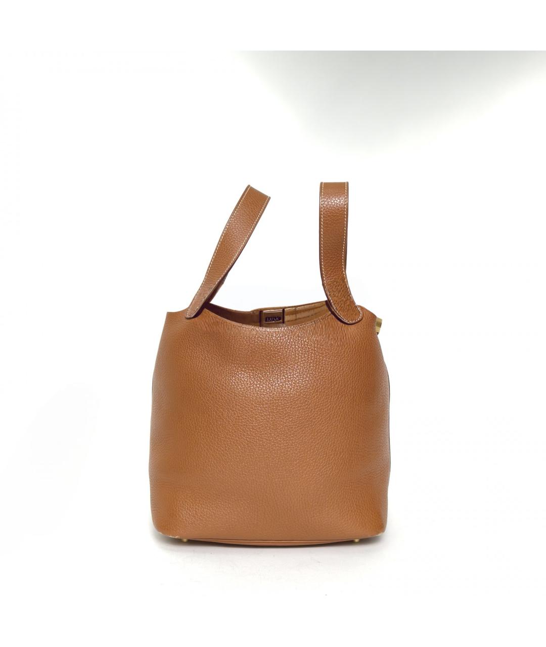 HERMES Коричневая кожаная сумка с короткими ручками, фото 4