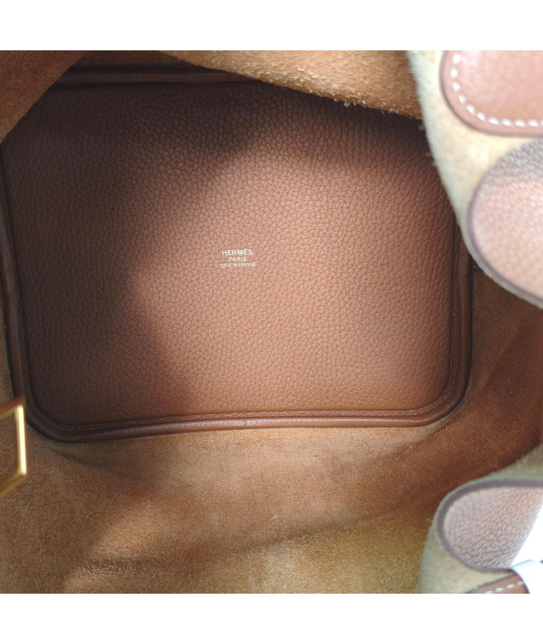 HERMES Коричневая кожаная сумка с короткими ручками, фото 7