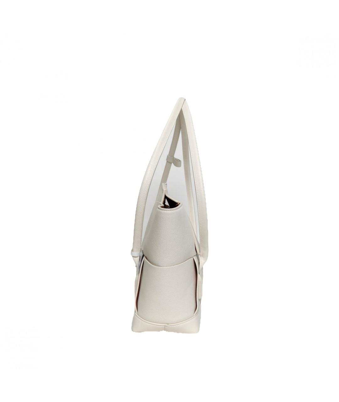 BOTTEGA VENETA Белая кожаная сумка с короткими ручками, фото 4