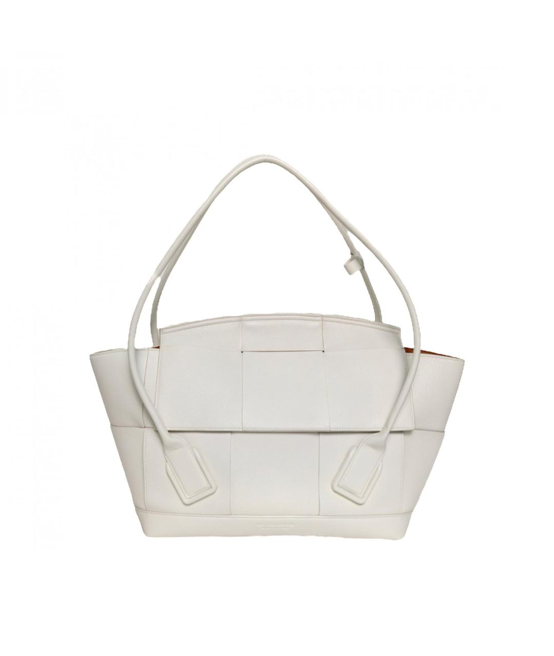 BOTTEGA VENETA Белая кожаная сумка с короткими ручками, фото 2