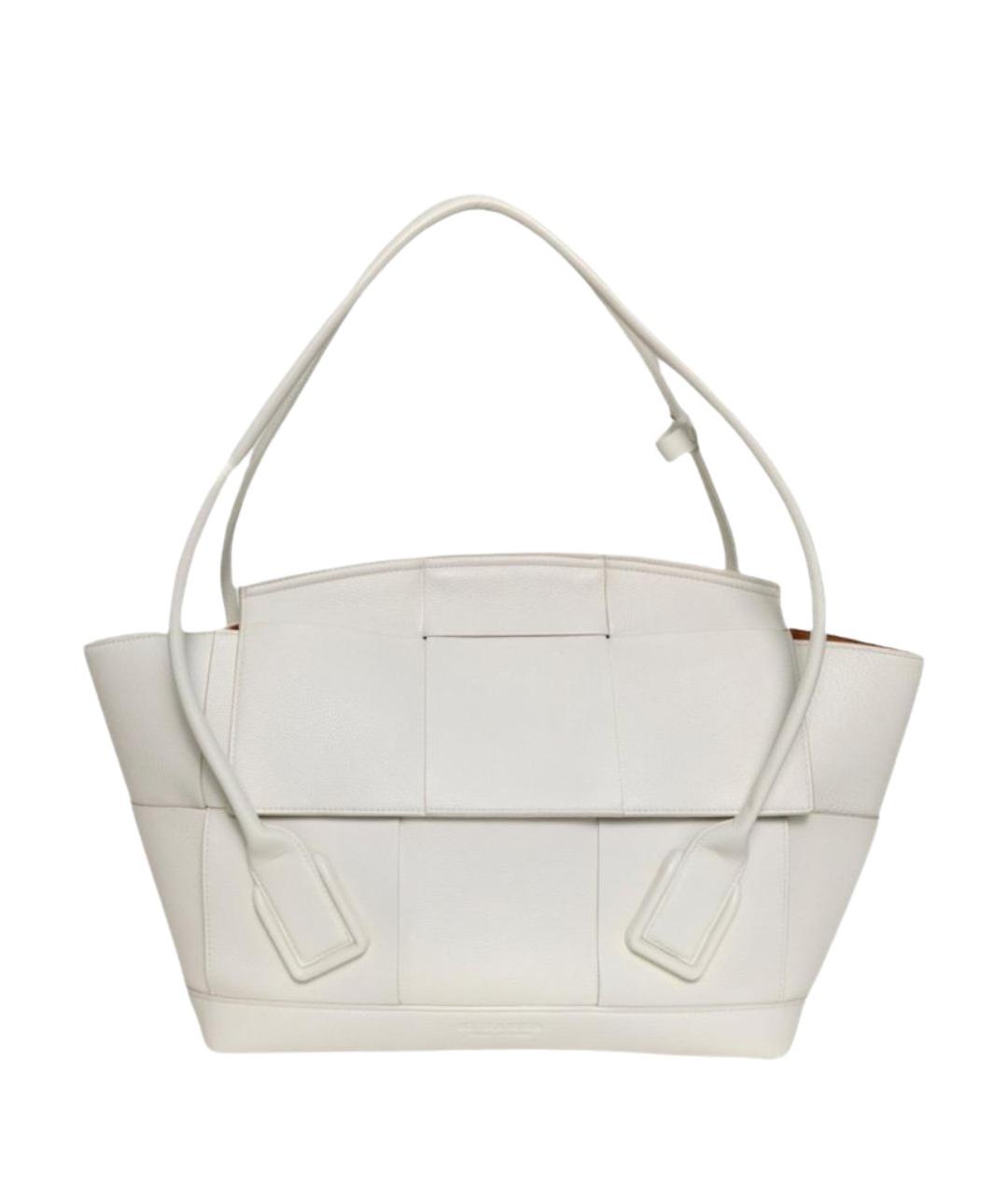 BOTTEGA VENETA Белая кожаная сумка с короткими ручками, фото 1