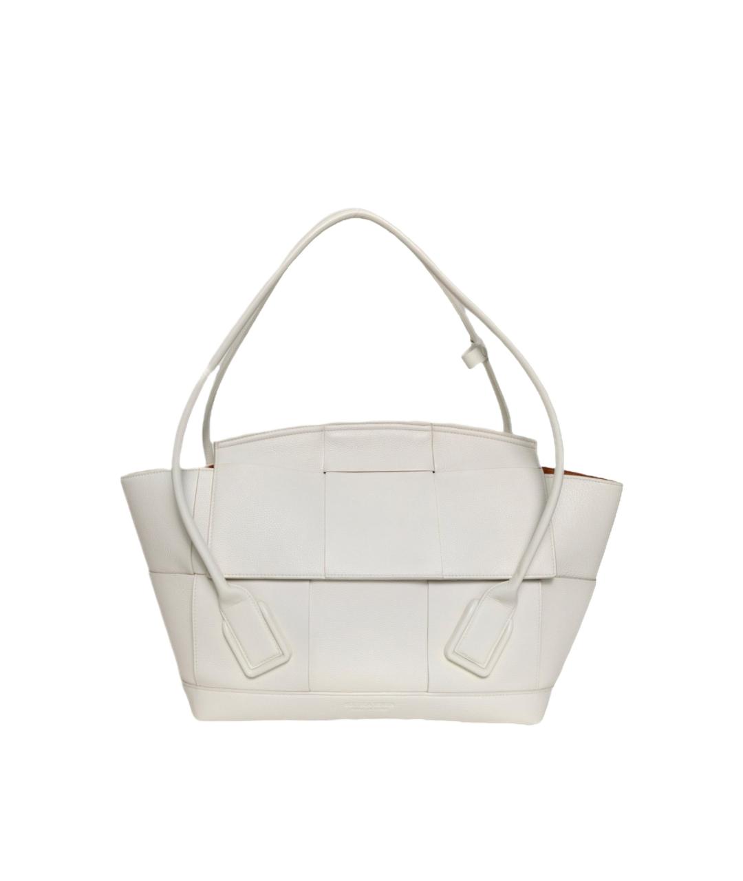 BOTTEGA VENETA Белая кожаная сумка с короткими ручками, фото 7