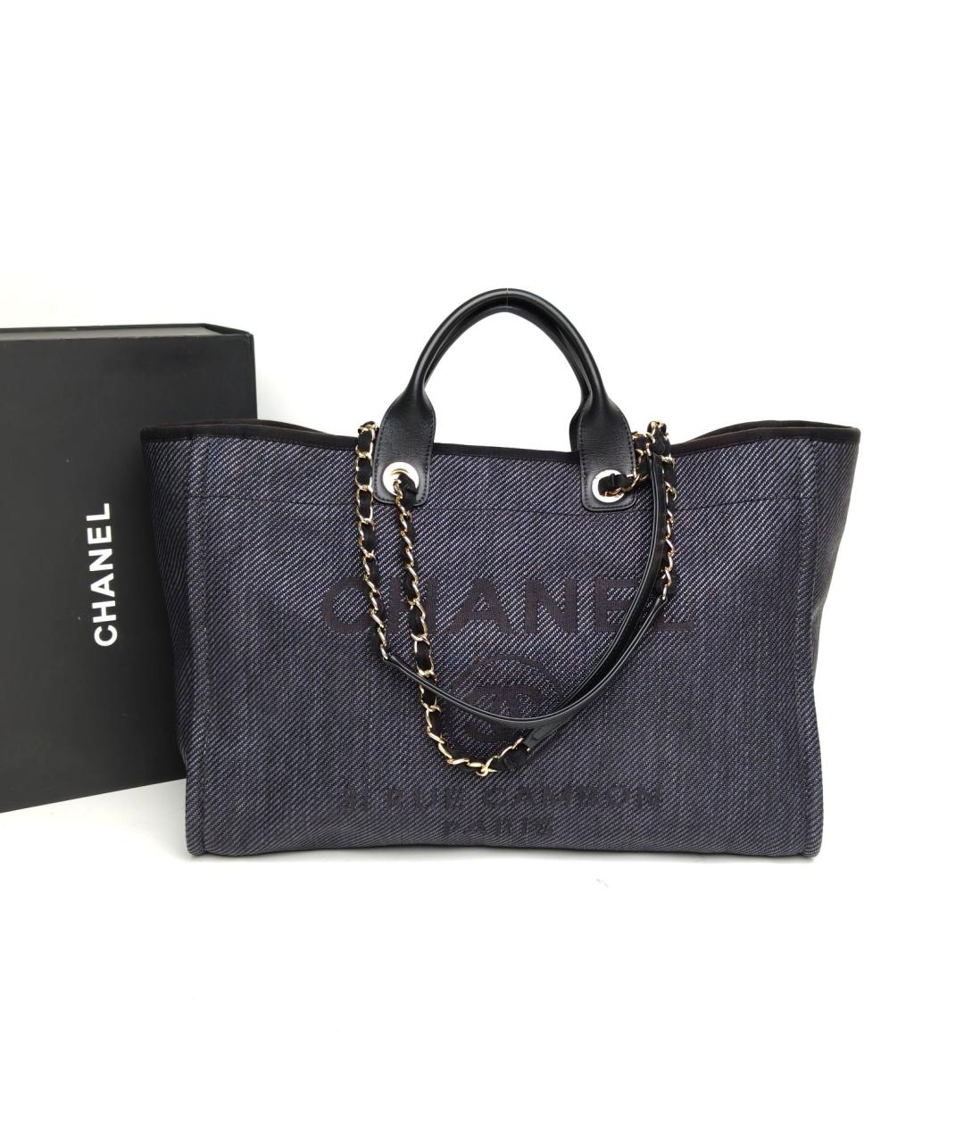 CHANEL Черная тканевая сумка тоут, фото 6