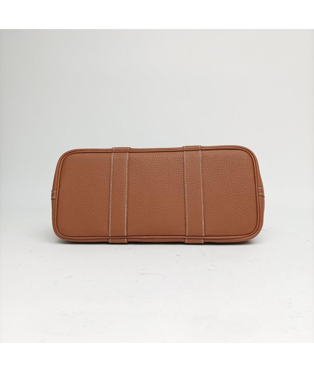 HERMES Коричневая кожаная сумка с короткими ручками, фото 5