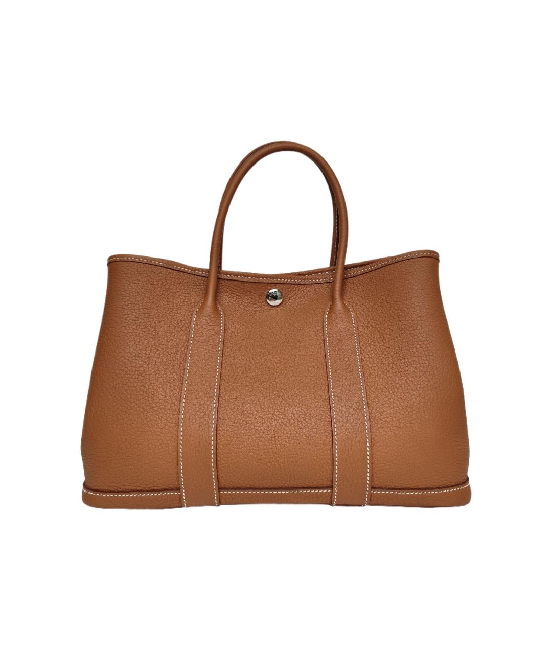 HERMES Коричневая кожаная сумка с короткими ручками, фото 8