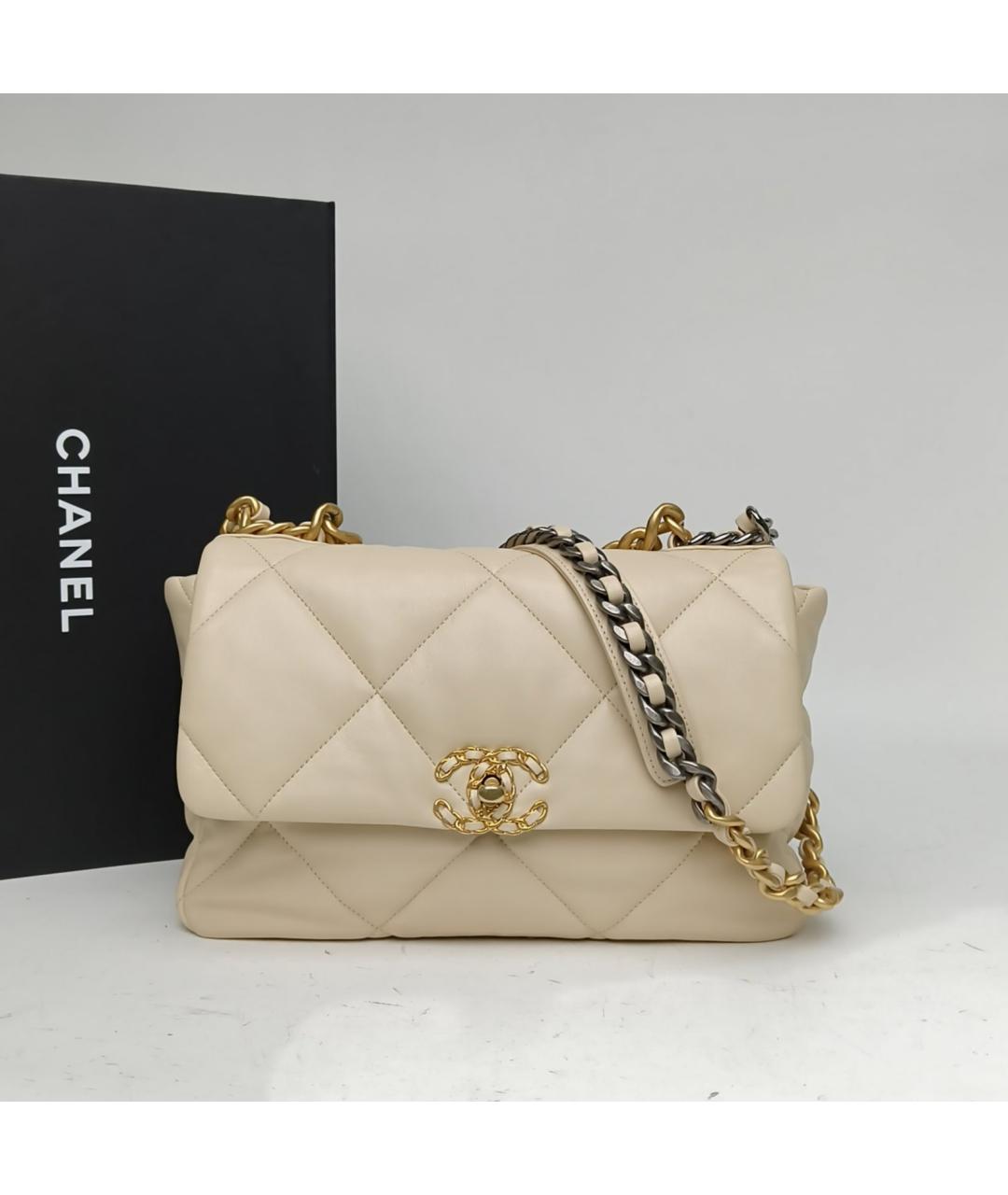 CHANEL Бежевая кожаная сумка через плечо, фото 9