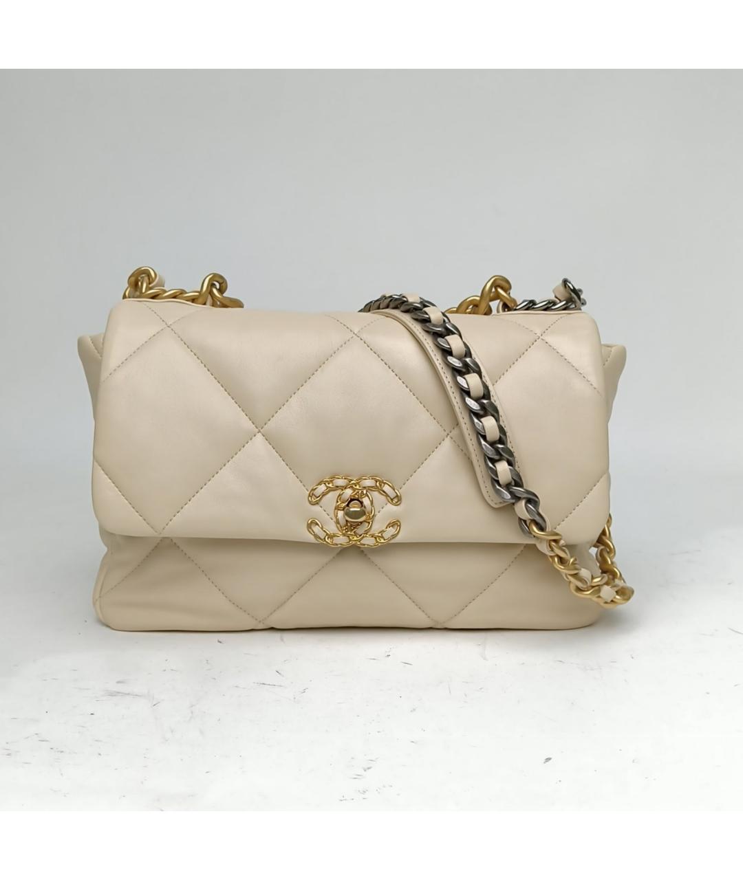 CHANEL Бежевая кожаная сумка через плечо, фото 2