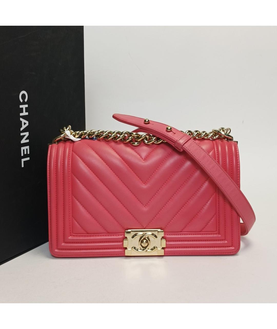 CHANEL Розовая кожаная сумка через плечо, фото 9
