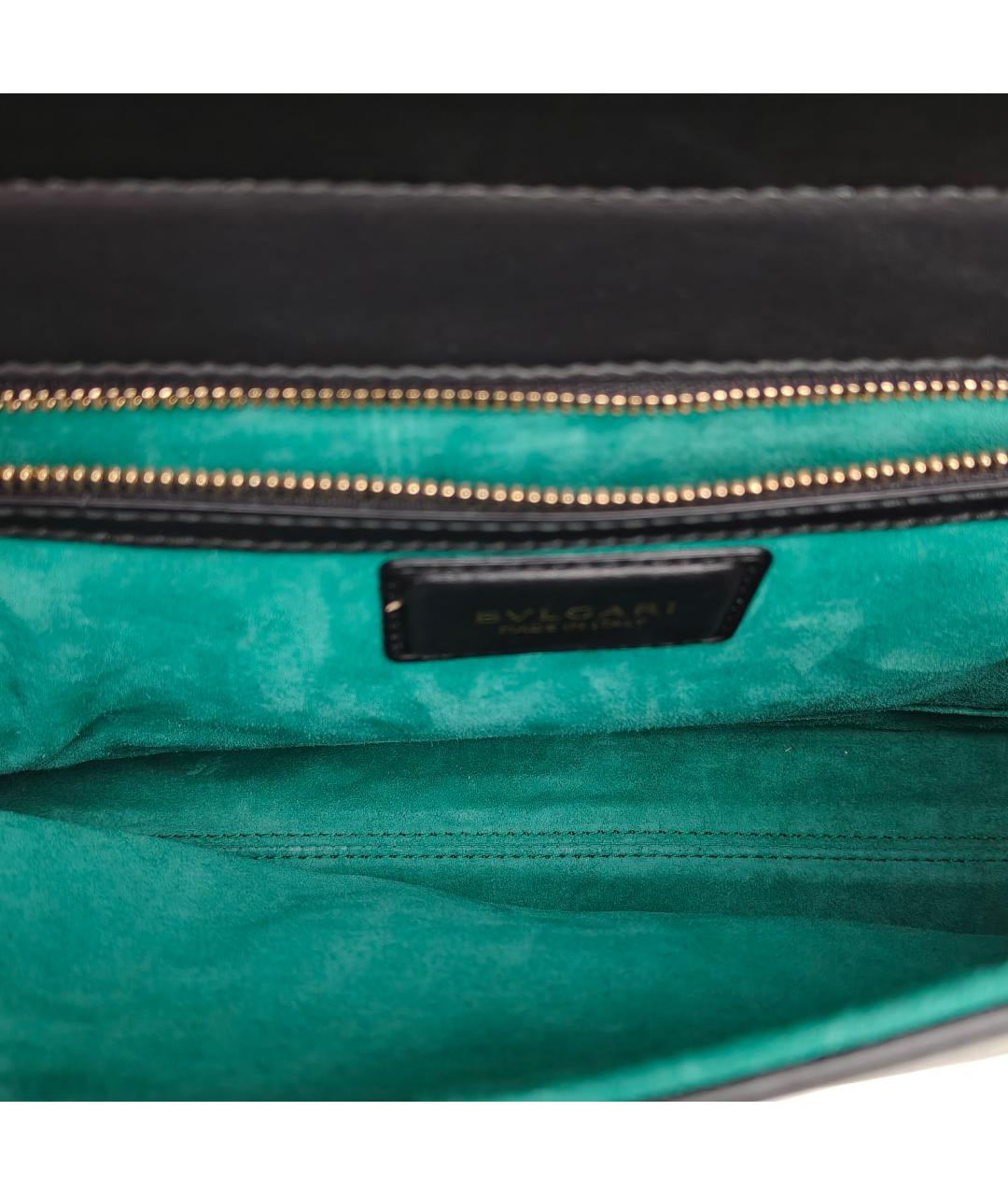 BVLGARI Черная кожаная сумка с короткими ручками, фото 7