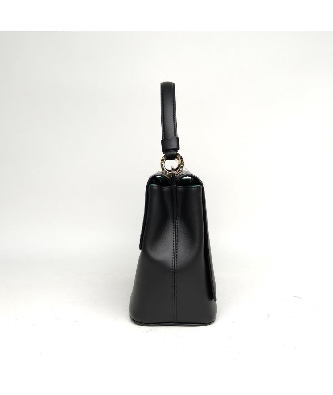 BVLGARI Черная кожаная сумка с короткими ручками, фото 5