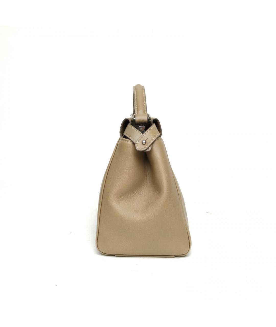 FENDI Коричневая кожаная сумка с короткими ручками, фото 5