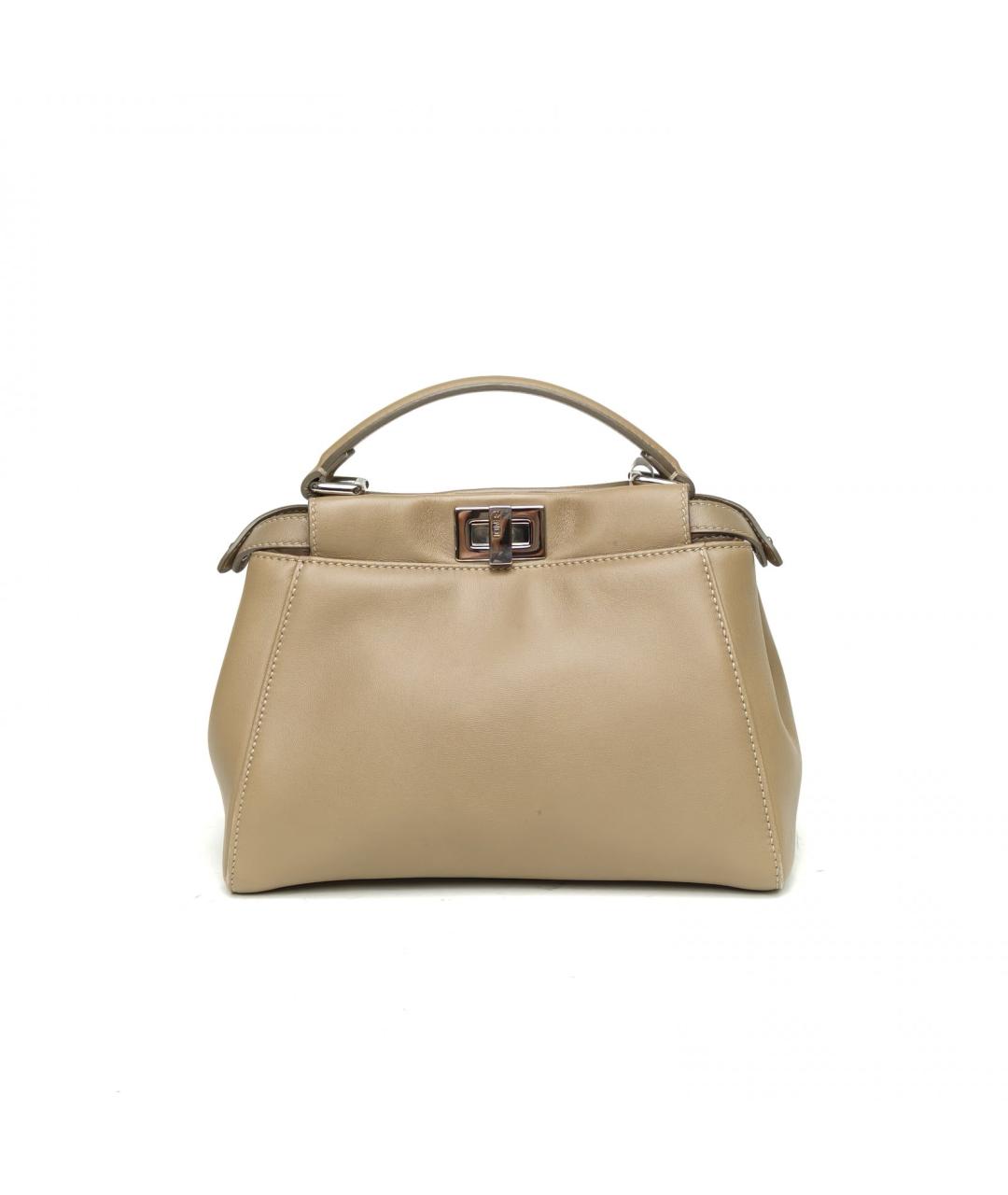 FENDI Коричневая кожаная сумка с короткими ручками, фото 4