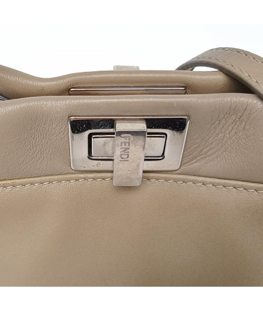 FENDI Коричневая кожаная сумка с короткими ручками, фото 7