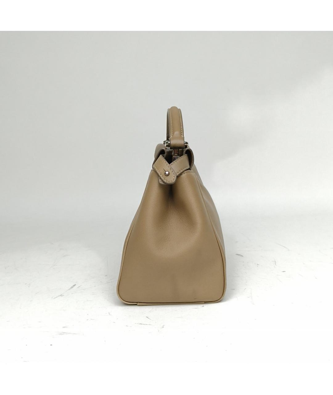 FENDI Коричневая кожаная сумка с короткими ручками, фото 3