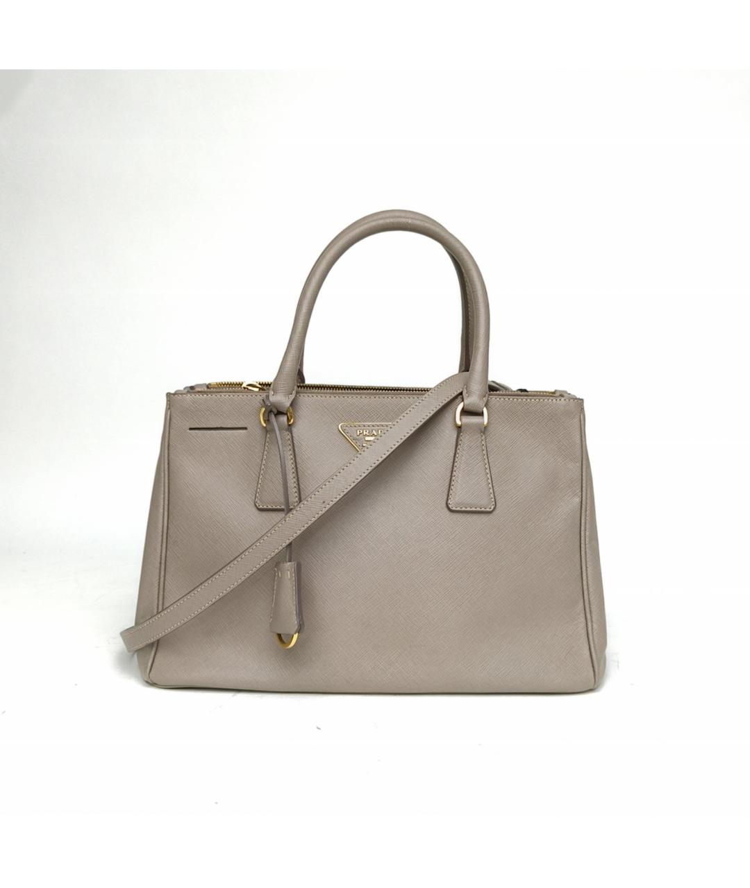 PRADA Серая кожаная сумка с короткими ручками, фото 2