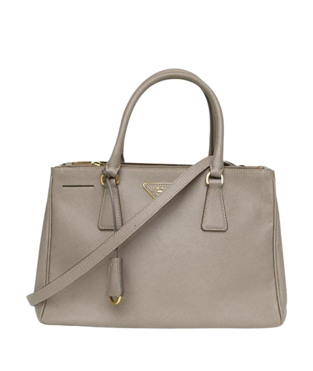 PRADA Серая кожаная сумка с короткими ручками, фото 1